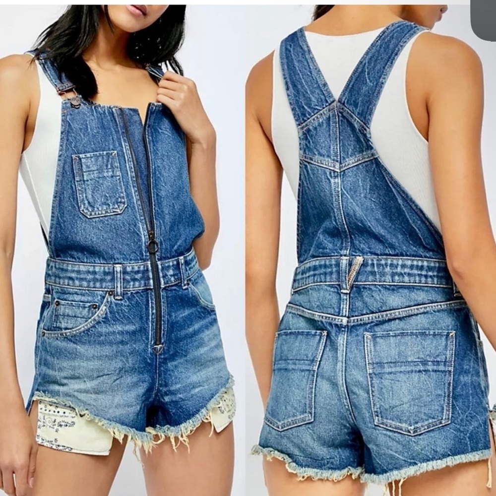 Free People Women’s We The Free Sunkissed Denim Shortalls Size 8 NWOT